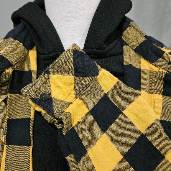 CiSono Plaid Collection Woman's Large Zip-up Black & Yellow Plaid Jacket Shacket - Picture 5 of 7
